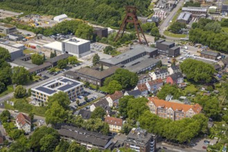 Aerial view, former colliery Pluto 2/3/7 with winding tower, Wanne, Herne, Ruhr area, North