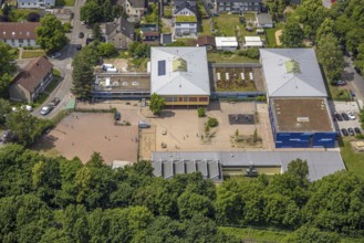 Aerial view, Michaelschule primary school with schoolyard and indoor swimming pool, Wanne, Herne,