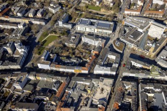 Aerial view, city centre with Rathaus Galerie, pedestrian zone Rathauspassage, medium-sized town,