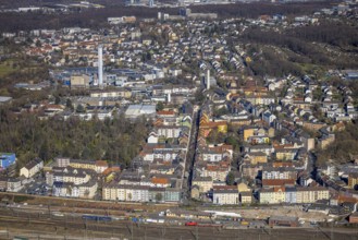 Aerial view, city centre with Alleestraße and railway tracks at the main station, on the left the