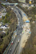 Aerial view, motorway A1 construction site exit Hagen-Nord, Vorhalle, Hagen, Ruhr area, North