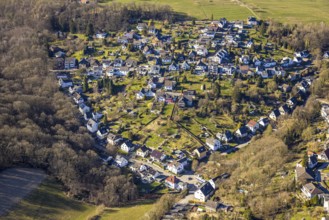 Aerial view, residential area local view district Geweke in heart shape Hagen, Ruhr area, North