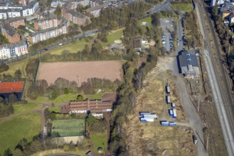 Aerial view, Haspe district sports centre, Haspe sports club, Haspe, Hagen, Ruhr area, North