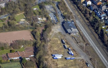 Aerial view, Haspe district sports centre, Haspe sports club, Haspe, Hagen, Ruhr area, North