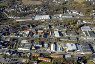 Aerial view, industrial estate Am Hasper Bahnhof, Christian-Rohlfs-Gymnasium, Geweke primary school