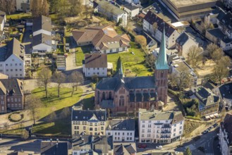 Aerial view, St Bonifatius Catholic Church, Haspe, Hagen, Ruhr area, North Rhine-Westphalia,