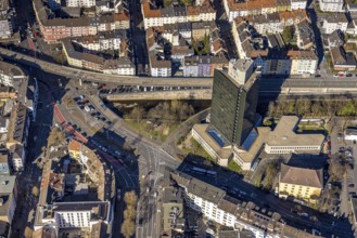 Aerial view, elevated road Eckeseyer Straße, Altenhagener Brücke, federal road B54, high-rise