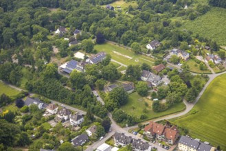 Aerial view, Beluga (sturgeon), roof with solar panels, Hattingen, Ruhr area, North