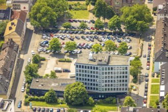Aerial photo, tax office and car park, Hattingen, Ruhr area, North Rhine-Westphalia, Germany,