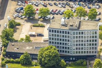 Aerial photo, tax office and car park, Hattingen, Ruhr area, North Rhine-Westphalia, Germany,
