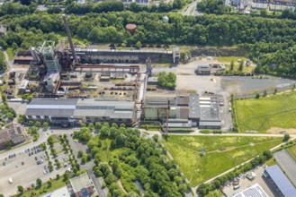Aerial view, LWL-Museum Henrichshütte and former blast furnace, Hattingen, Ruhr area, North
