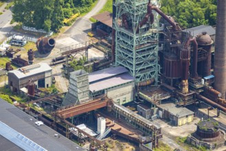 Aerial view, LWL-Museum Henrichshütte and former blast furnace, Hattingen, Ruhr area, North