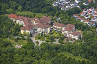 Aerial view, Vamed Clinic and Clinic Park with helipad, Hattingen, Ruhr area, North