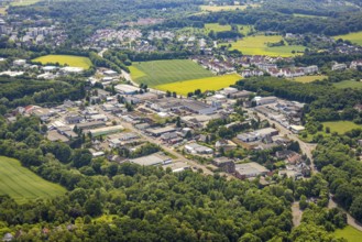 Aerial view, commercial area Zum Ludwigstal and An der Becke, Hattingen, Ruhr area, North