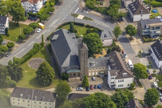 Aerial view, St. Joseph Catholic Church and St. Joseph Day Care Centre with St. Joseph Parish