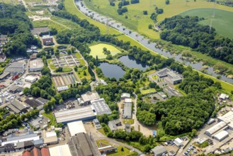 Aerial view, waterworks sewage treatment plant Hattingen (Ruhrverband), Stadtwerke Hattingen,