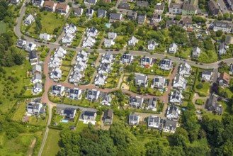 Aerial view, new development area terraced single-family houses Baaker Berg, Baak, Hattingen, Ruhr