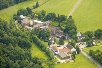 Aerial view, Haus Theresia residential home, Church of the Assumption, Hattingen, Ruhr area, North