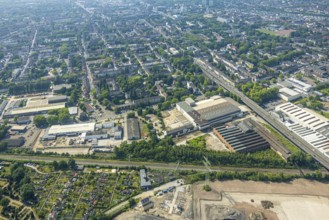 Aerial view, Gelsenkirchen, commercial area, urban redevelopment, Hochkampstraße,