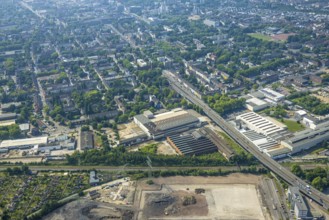 Aerial view, Gelsenkirchen, commercial area, urban redevelopment, Hochkampstraße,