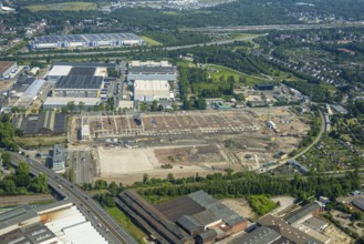 Aerial view, Gelsenkirchen, commercial area, urban redevelopment, Hochkampstraße,