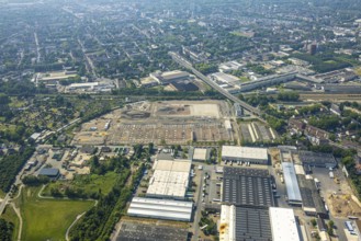 Aerial view, Gelsenkirchen, commercial area, urban redevelopment, Hochkampstraße,