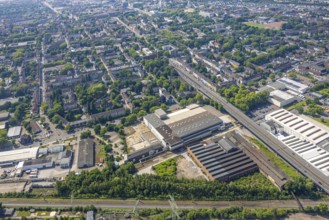 Aerial view, Gelsenkirchen, commercial area, urban redevelopment, Hochkampstraße,