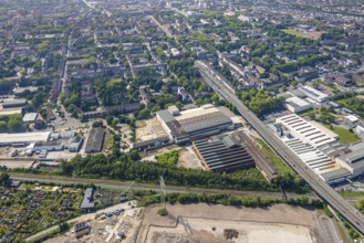 Aerial view, Gelsenkirchen, commercial area, urban redevelopment, Hochkampstraße,