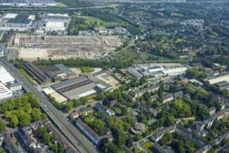 Aerial view, Gelsenkirchen, commercial area, urban redevelopment, Hochkampstraße,