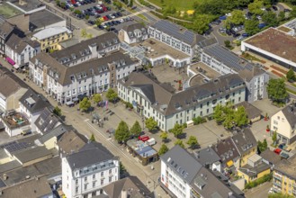 Aerial view, town hall city administration and RathausCenter shopping centre, Leubeck,