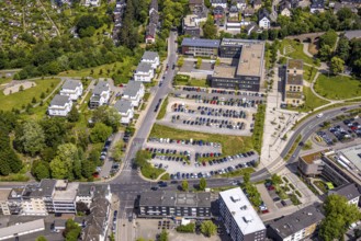 Aerial view, Campus Velbert/Heiligenhaus university and car parks, new residential area Am