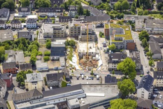 Aerial view, retirement home Domizil Heiligenhaus am Südring, construction site Frankenstraße