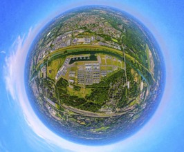 Aerial view, Graf Bismarck Johannes-Rau-Allee city quarter, residential complex and Stölting Marina