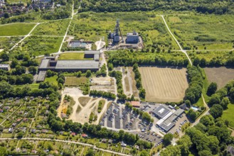 Aerial view, Hugo/Consol Consolidation colliery with winding tower, Devesestraße, commercial and