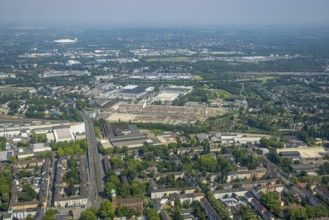 Aerial view, Gelsenkirchen, commercial area, urban redevelopment, Hochkampstraße,