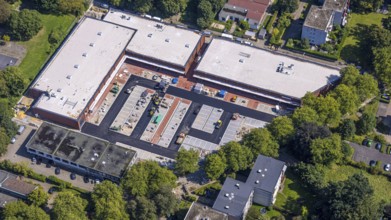 Aerial view, construction site and new GZ-Nord local shopping centre, Schwechater Straße, Rentfort,