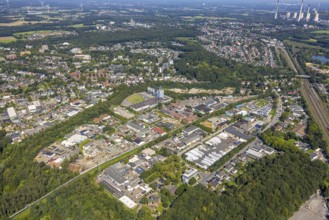 Aerial view, Möllerstraße industrial estate, Scholven power station in the background, Ellinghorst,