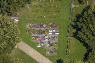 Aerial view, Brauck cemetery burial ground, Brauck, Gladbeck, Ruhr area, North Rhine-Westphalia,