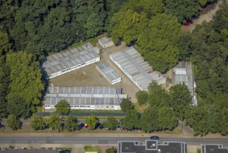 Aerial view, Central Accommodation Centre (ZUE) for refugees, Festwiese and Festplatz, Butendorf,