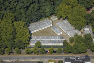 Aerial view, Central Accommodation Centre (ZUE) for refugees, Festwiese and Festplatz, Butendorf,