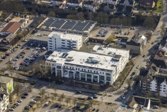 Aerial view, Glückauf Center Gladbeck shopping centre and car parks, multi-storey car park and Aldi