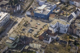 Aerial view, Glückauf Center Gladbeck shopping centre and market square with car parks, Gladbeck,