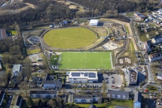Aerial view, redesign of SportPark Mottbruch, sports park and leisure park, pump track facility and