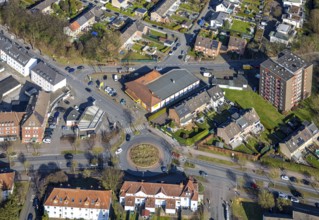 Aerial view, Netto supermarket at the intersection with Horster Straße and Marienstraße roundabout,
