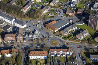Aerial view, Netto supermarket at the intersection with Horster Straße and Marienstraße roundabout,