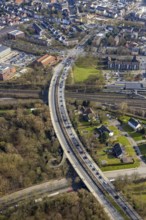 Aerial view, road traffic, Sandstraße bridge at Gladbeck-West railway station,