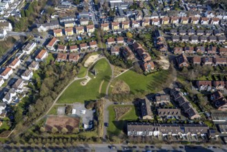 Aerial view, Bürgerpark with playground, residential area between Landstraße and Horster Straße,