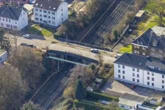 Aerial view, bridge Voßstraße over the railway line, residential area, Zweckel, Gladbeck, Ruhr