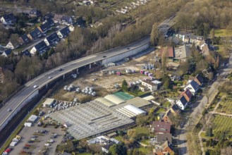 Aerial view, Schellewald garden centre on Hochstraße with Zweckeler Straße bridge and parking