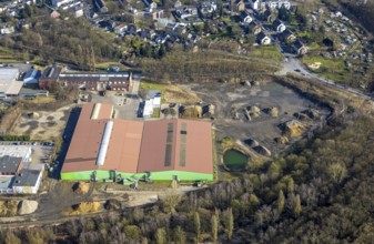 Aerial view, Zech Umwelt GmbH soil purification plant Gladbeck company premises, construction site